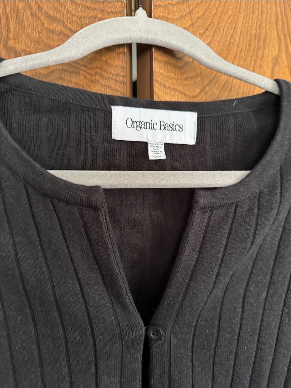 Organic Basics Black Ribbed Button-Up Cardigan - Picture 2 of 3